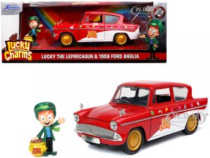 1959 Ford Anglia Red and White with Lucky the Leprechaun