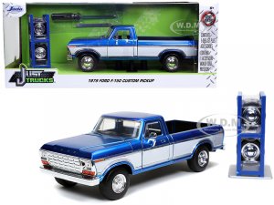 1979 Ford F-150 Custom Pickup Truck Candy Blue and White with Extra Wheels Just Trucks Series