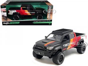 2023 Toyota Tacoma TRD PRO Off Road Pickup Truck Matt Black with Graphics and Roofrack Maisto Design Series