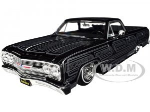 1965 Chevrolet El Camino Lowrider Black Metallic with Silver Graphics Lowriders Series 1/25