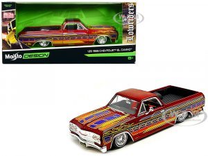 1965 Chevrolet El Camino Lowrider Candy Red Metallic with Graphics Lowriders Series 1/25