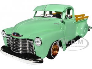 1950 Chevrolet 3100 Pickup Truck Lowrider Light Green with Gold Wheels Lowriders Series
