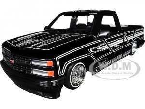 1993 Chevrolet 454 SS Pickup Truck Black with Graphics Lowriders Maisto Design Series