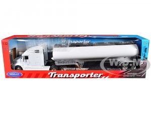 Freightliner Columbia Truck White with White Tanker Trailer Transporter Series