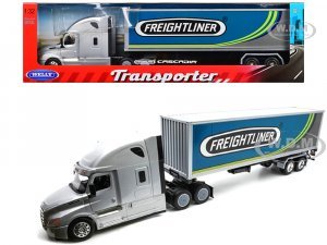 Freightliner Cascadia Truck Silver Metallic with Freightliner Container