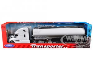 Freightliner Cascadia Truck White with White Tanker Trailer Transporter Series