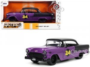 1955 Chevrolet Bel Air #24 Purple Metallic and Matt Black Bigtime Muscle Series