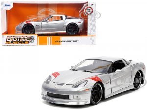 2006 Chevrolet Corvette Z06 Silver Metallic with Red Stripes Bigtime Muscle Series