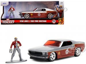 1969 Ford Mustang Silver Metallic and Dark Red and Star Lord