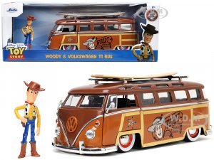 Volkswagen T1 Bus Brown with Graphics Sheriff Woody and Woody