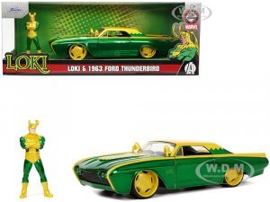 1963 Ford Thunderbird Green and Yellow Metallic with Hood Graphics and Loki