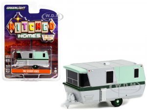 1962 Holiday House Travel Trailer Silver and Mint Green with Dark Green Stripes Hitched Homes Series 12