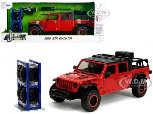 2020 Jeep Gladiator Rubicon Pickup Truck Red with Black Top and Extra Wheels Just Trucks Series