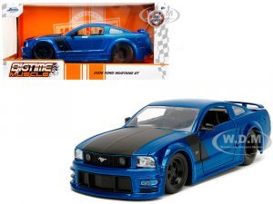 2006 Ford Mustang GT Blue Metallic with Matt Black Hood and Stripes Bigtime Muscle Series