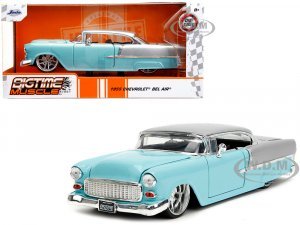 1955 Chevrolet Bel Air Light Blue and Silver Metallic Bad Guys Bigtime Muscle Series
