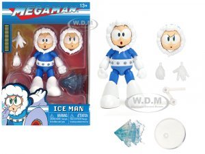 Ice Man 4 Moveable Figure with Accessories and Alternate Head and Hands Mega Man (1987) Video Game model by Jada