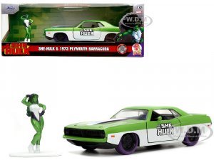 1973 Plymouth Barracuda Green Metallic and White and She-Hulk