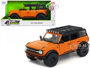 2021 Ford Bronco Orange with Black Stripes and Roof Rack Just Trucks Series