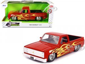 1985 Chevrolet C10 Pickup Truck Red with Flames Just Trucks Series