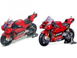 Ducati Desmosedici GP #43 Jack Miller and #63 Francesco Bagnaia Ducati Lenovo Team Team Champions MotoGP World Championship (2022) Set of 2 Motorcycles