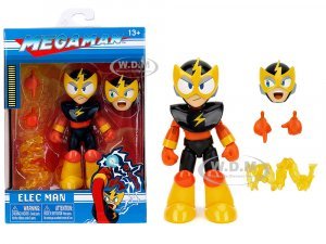 Elec Man 4.5 Moveable Figure with Accessories and Alternate Head and Hands Mega Man (1987) Video Game Model by Jada