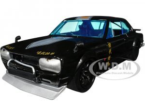 1971 Nissan Skyline GT-R RHD (Right Hand Drive) Black with Silver Stripe and Mikey