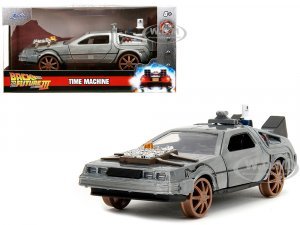 DeLorean DMC (Time Machine) Brushed Metal Train Wheel Version Back to the Future Part III (1990) Movie Hollywood Rides Series
