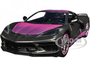 2020 Chevrolet Corvette Stingray Gray Metallic with Pink Carbon Hood and Top Pink Slips Series