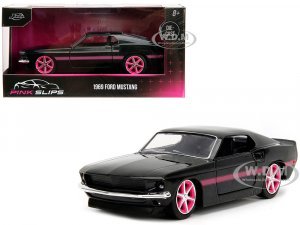 1969 Ford Mustang Black Metallic with Pink Stripes and Wheels Pink Slips Series