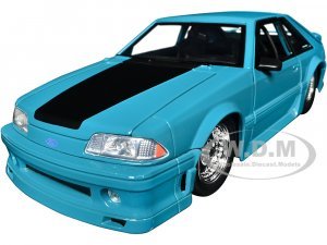 1989 Ford Mustang GT Blue with Black Hood Stripes Fast & Furious Series