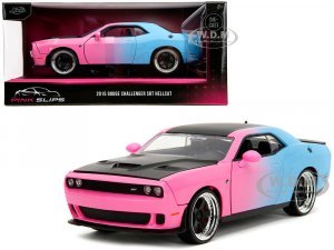 2015 Dodge Challenger SRT Hellcat Pink and Blue Gradient with Matt Black Hood and Top Pink Slips Series