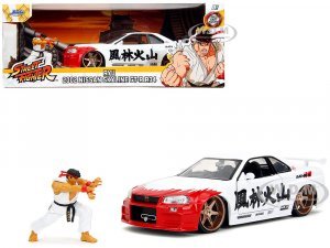 2002 Nissan Skyline GT-R (R34) RHD (Right Hand Drive) White with Red Graphics and Ryu