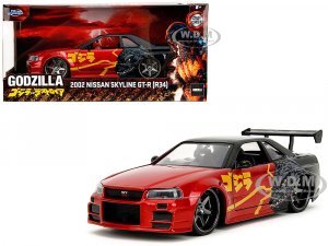 2002 Nissan Skyline GT-R (R34) RHD (Right Hand Drive) Red Metallic and Black Godzilla vs. Destoroyah (1995) Movie Hollywood Rides Series