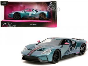 2017 Ford GT Blue Metallic with Pink and Black Stripes Pink Slips Series