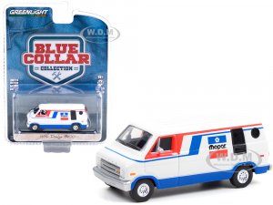 1976 Dodge B100 Van Mopar White with Red and Blue Stripes Blue Collar Collection Series 9
