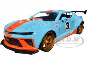 2016 Chevrolet Camaro Widebody #3 Light Blue with Orange Stripes Gulf Oil Wide Body Series