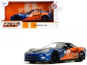2006 Chevrolet Corvette Z06 #333 Spirit Racing Blue Metallic and Orange with Black Hood and Top Bigtime Muscle Series