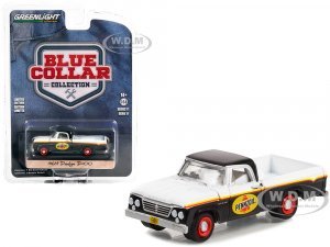 1964 Dodge D-100 Pickup Truck White and Black with Stripes Pennzoil Blue Collar Collection Series 11