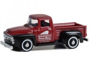 1956 Ford F-100 Pickup Truck Red and Black Indian Motorcycle Service Parts & Sales Blue Collar Collection Series 12