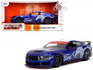 2024 Ford Mustang Dark House Candy Blue with White Top and Mustang Horse Graphics Bigtime Muscle Series