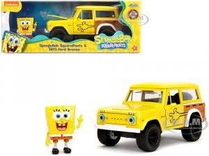 1973 Ford Bronco Yellow with Graphics and SpongeBob SquarePants