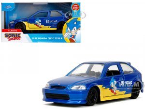 1997 Honda Civic Type R Blue Metallic with Graphics Sonic the Hedgehog (1991) Video Game Hollywood Rides Series
