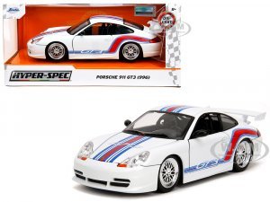 Porsche 911 GT3 (996) White with Red and Blue Stripes Hyper-Spec Series