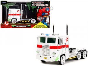 G1 Autobot Optimus Prime Truck White with Robot on Chassis from Transformers TV Series - Ghostbusters (1984) Movie Crossover Hollywood Rides Series