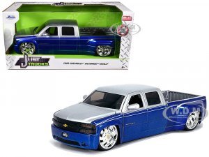 1999 Chevrolet Silverado Dually Pickup Truck Blue Metallic and Silver with Custom KMC Wheels Just Trucks Series