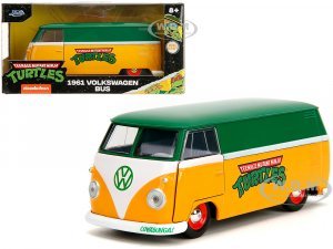1961 Volkswagen Bus Teenage Mutant Ninja Turtles Green and Yellow with White Interior Hollywood Rides Series