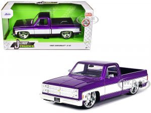 1985 Chevrolet C-10 Pickup Truck Purple Metallic and White with Lorenzo Wheels Just Trucks Series