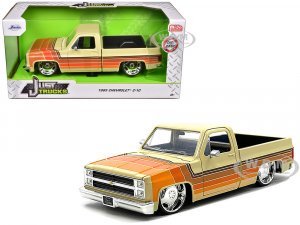 1985 Chevrolet C-10 Pickup Truck Beige with Stripes and Lowenhart Wheels Just Trucks Series