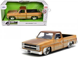 1985 Chevrolet C-10 Pickup Truck Yellow with Brown Top (Rusted) and JD3 Wheels Just Trucks Series