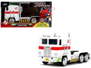 G1 Autobot Optimus Prime Truck White with Robot on Chassis from Transformers TV Series - Ghostbusters (1984) Movie Crossover Hollywood Rides Series